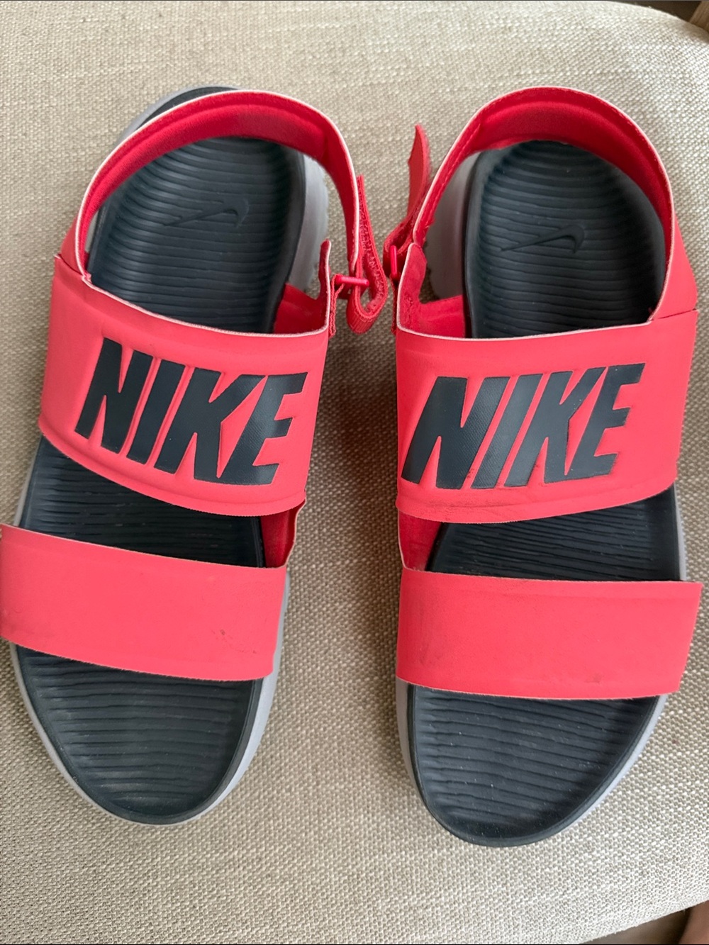 Nike Kids Red and Black Strap Sandals